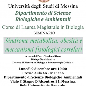 9 Dicembre 2013 - Seminario, Sindrome Metabolica, Obesità e Meccanismi Fisiologici Correlati